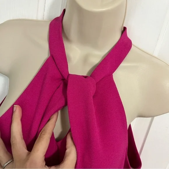 Julia Jordan Knot Neck Maxi Dress Hot Pink Fuchsia Size 8 U2 - Picture 6 of 9